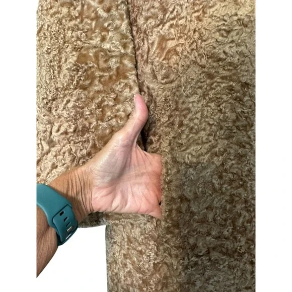 Vintage Karl Frankfurt Curly Lamb Fur Coat Mink Collar Women's Warm Outerwear - Picture 5 of 11